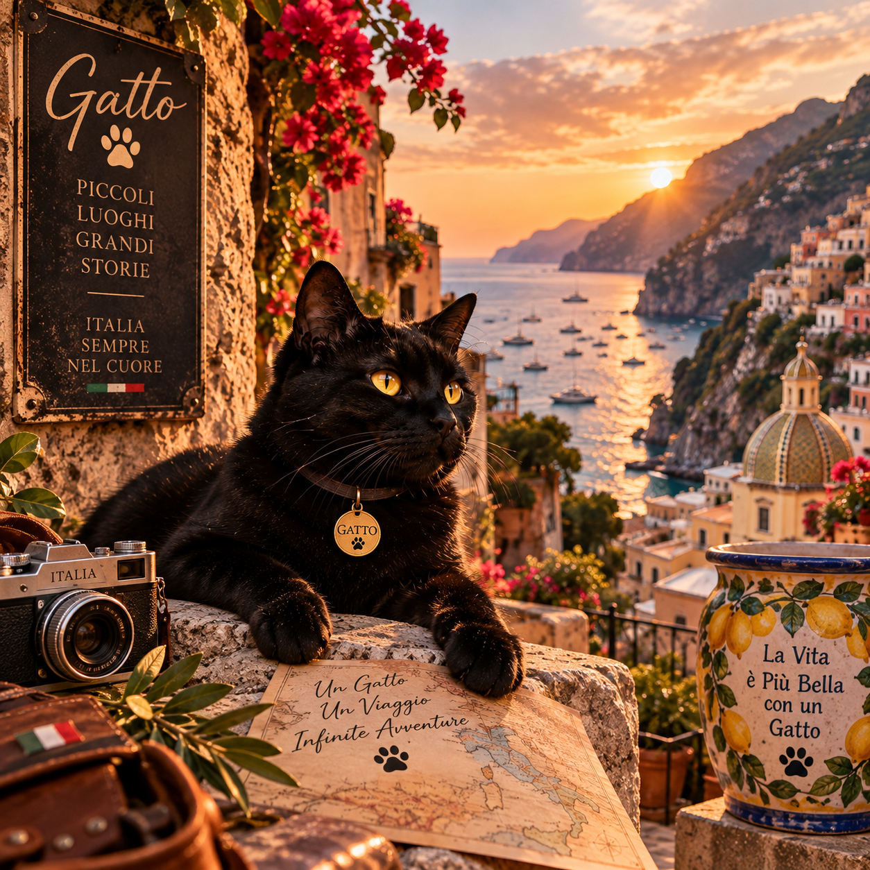 Gatto, a black cat in Italy